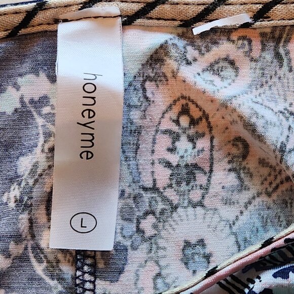 ❤️ 4/$20 Honeyme dress Women's large Contrasting print stripes paisley fall cute - Picture 12 of 13